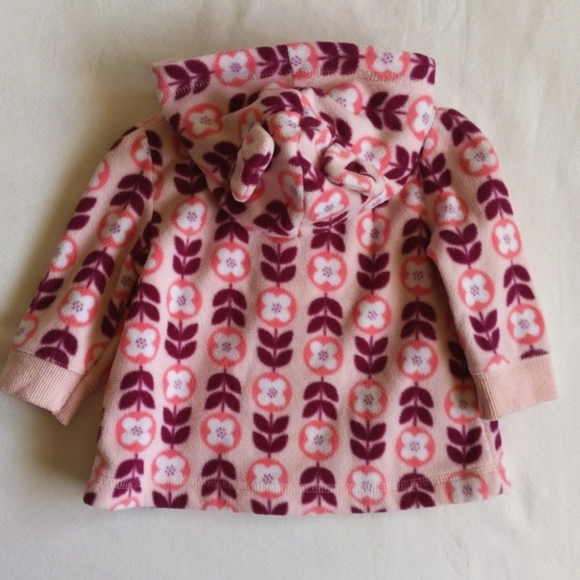 old navy pink floral fleece zip-up hoodie sweatshirt jacket 3-6 months baby girl - Picture 6 of 6